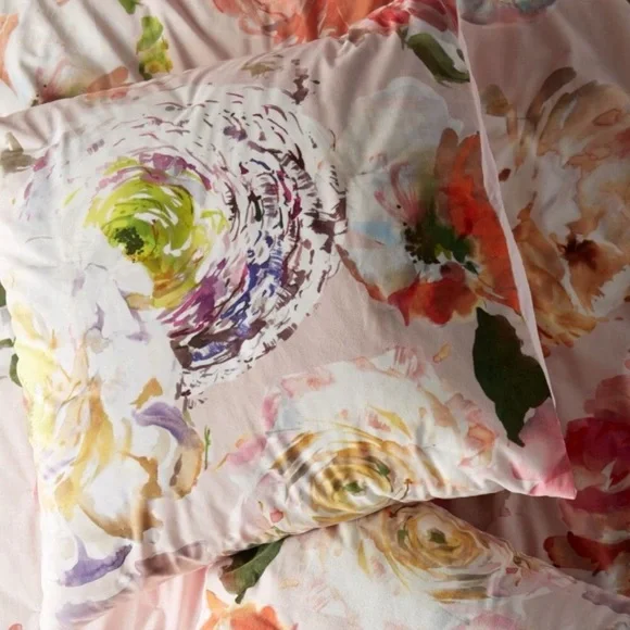 2 Anthropologie Floral Velvet Euro Pillow Sham Set of 2; 26”x26” - Picture 3 of 12